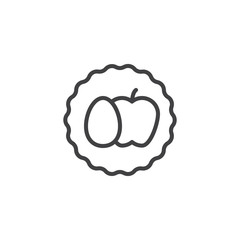 Vegetarian food label outline icon. linear style sign for mobile concept and web design. Apple and chicken egg simple line vector icon. Symbol, logo illustration. Pixel perfect vector graphics