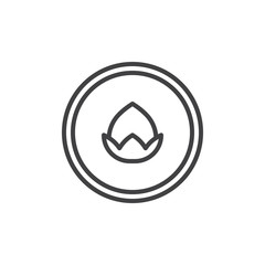 Hazelnut in a circle outline icon. linear style sign for mobile concept and web design. Nut line vector icon. Symbol, logo illustration. Pixel perfect vector graphics