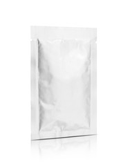 aluminum foil snack sachet isolated on white background