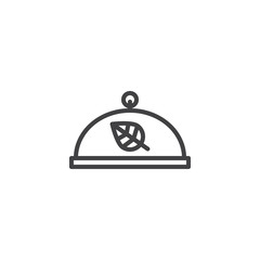 Organic food tray outline icon. linear style sign for mobile concept and web design. Food cover simple line vector icon. Symbol, logo illustration. Pixel perfect vector graphics