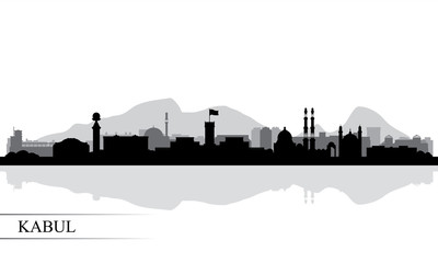 Kabul city skyline silhouette background