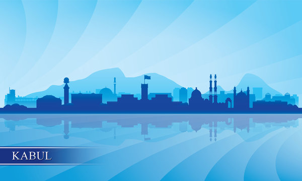 Kabul city skyline silhouette background