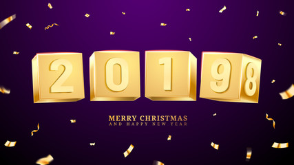 2019 happy new year and merry christmas or x-mas