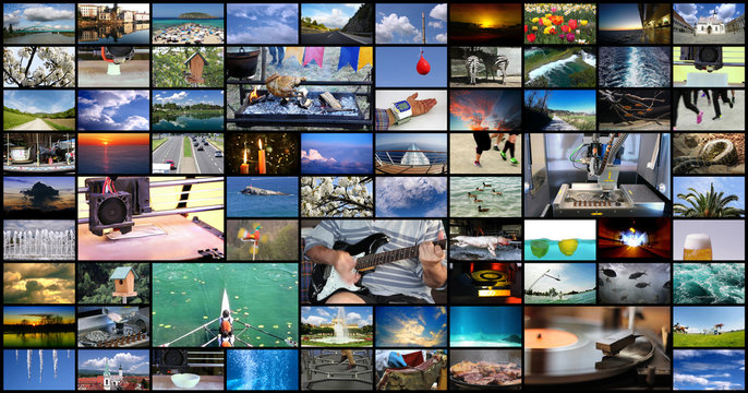 Big multimedia video wall with A variety of images
