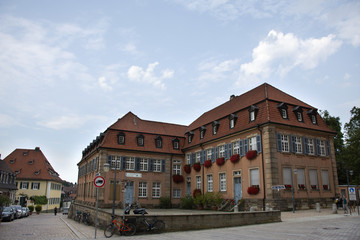 Fototapeta na wymiar Modern classic retro building at Speyer town in Rhineland Palatinate, Germany