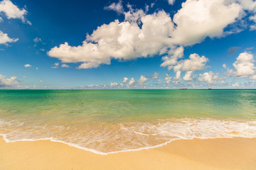 Idyllic beach in St. John's, Antigua and Barbuda, a country located in the West Indies in the...