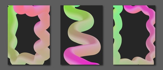 Motion liquid shapes for trendy gradient covers. Modern color abstract backgrounds for flyer, cover, brochure. Vector template EPS10 A4 size.