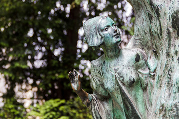 Details of Peter Pan Statue in Egmont Park (Parc d'Egmont) Brussels
