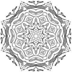 circular pattern, Mandala,Vintage banner ribbon, isolated on white,handmade,vector illustration,coloring books for children and adults,ink, pen capillary,black and white