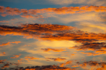 Afterglow sky background with clouds
