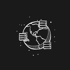 Obraz premium Sketch icon in black - Global server