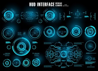 HUD interface futuristic blue virtual graphic touch user interface, target
