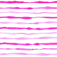 Pink bright striped watercolor seamless pattern