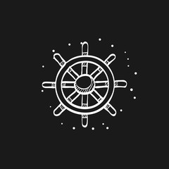 Obraz premium Sketch icon in black - Ship steer wheel