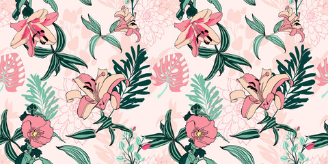 original trendy seamless artistic flower pattern