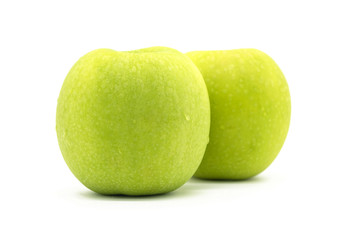 Closeup fresh green apple isolated on white background of file with Clipping Path .
