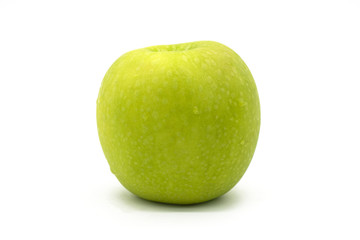 Closeup fresh green apple isolated on white background of file with Clipping Path .