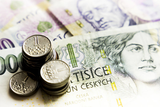 Czech money close-up. Czech Crown. Ceska koruna.
