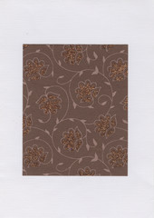 brown square on a light background, brown square with golden flowers, golden flowers on a brown background, ornament on a brown background, abstract background, abstract texture