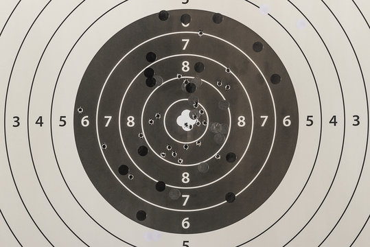Black and white target after shooting