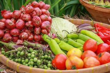 Thai vegetables in the threshing basket