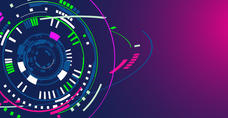 Abstract geometric technology shape of glowing light concept background, vector illustration