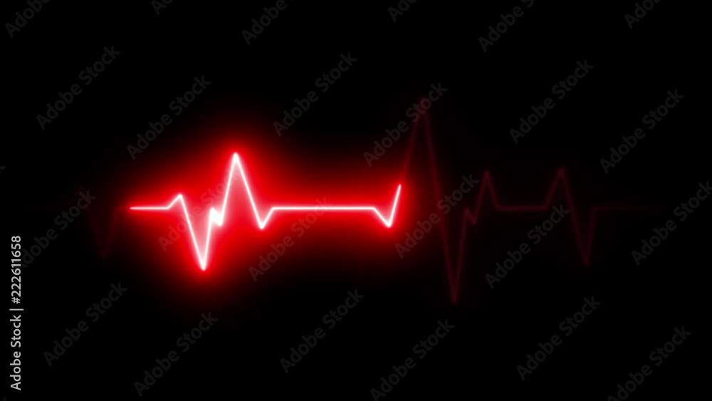 Poster 4k scanner heart pulsation wave signal/ animation of a health technology background with red sine wa
