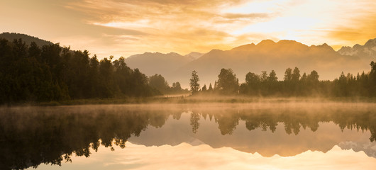 New Zealand reflection Matheson lake morning seen, natural landscape background