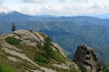 Treking in the mountains of the Borjomi-Kharagauli National Park in Lesser Caucasus. Borjomi, Georgia.