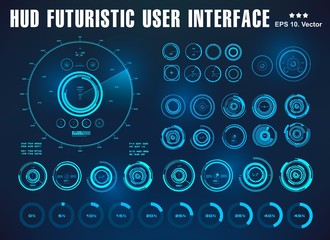 HUD Set elements target. Futuristic blue virtual graphic touch user interface, target
