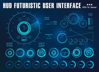 Obraz premium HUD Set elements target. Futuristic blue virtual graphic touch user interface, target