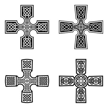 Set of decorative Celtic crosses
