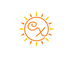 Sun and Letter C and X Logo Icon 001
