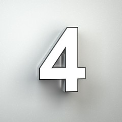 Wall sign number 0 neon font isolated on white wall.