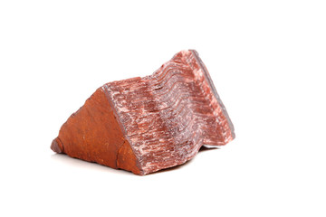 Macro mineral stone Bull eye, tiger's eye in the breed on a white background