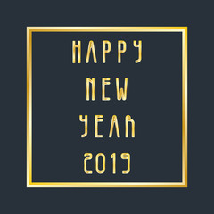 Happy New Year 2019 Christmas decoration balls. Gold party balls