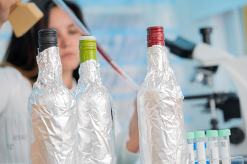  juice and wine  in inspection, lab, measurement of sugar content