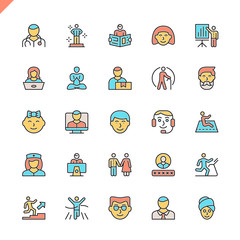 Flat line people icons set for website and mobile site and apps. Outline icons design. 48x48 Pixel Perfect. Linear pictogram pack. Vector illustration.
