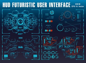 HUD interface futuristic blue virtual graphic touch user interface, target