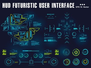 HUD interface futuristic blue virtual graphic touch user interface, target