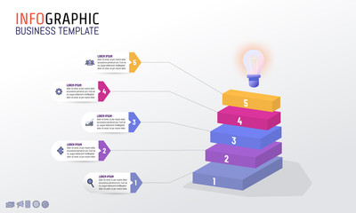 Infographic design template for business marketing concept with 5 steps, options, processes
