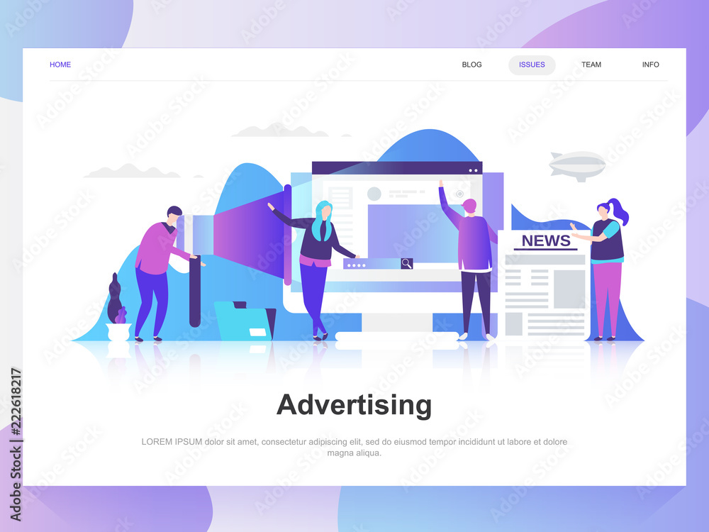 Wall mural advertising and promo modern flat design concept. landing page template. modern flat vector illustra