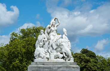 Statue in the park with blue sky