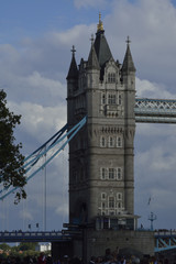 Tower Bridge with blue sky in background