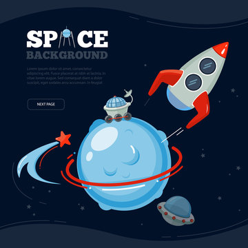 Space travel background. Science discovery to moon