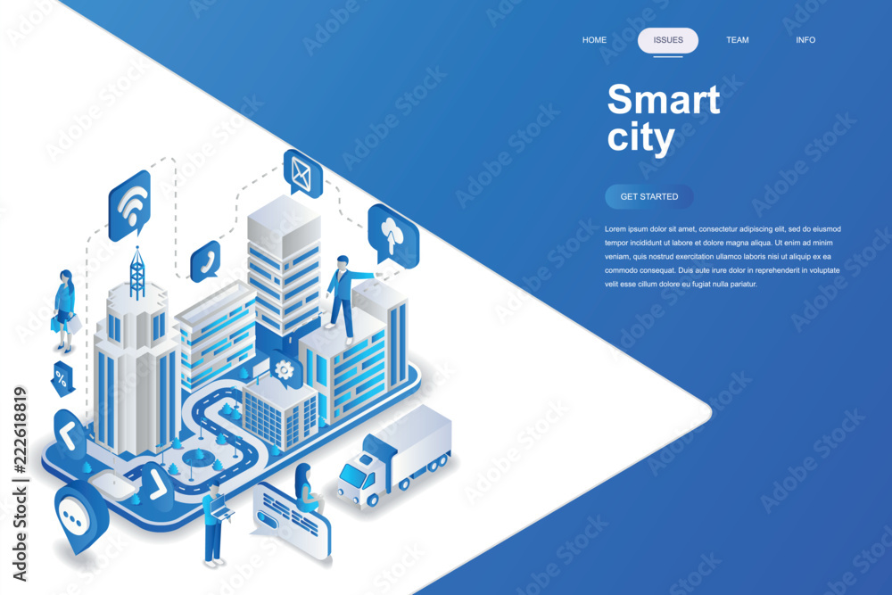 Leinwandbilder smart city modern flat design isometric concept. architecture and people concept. landing page templ