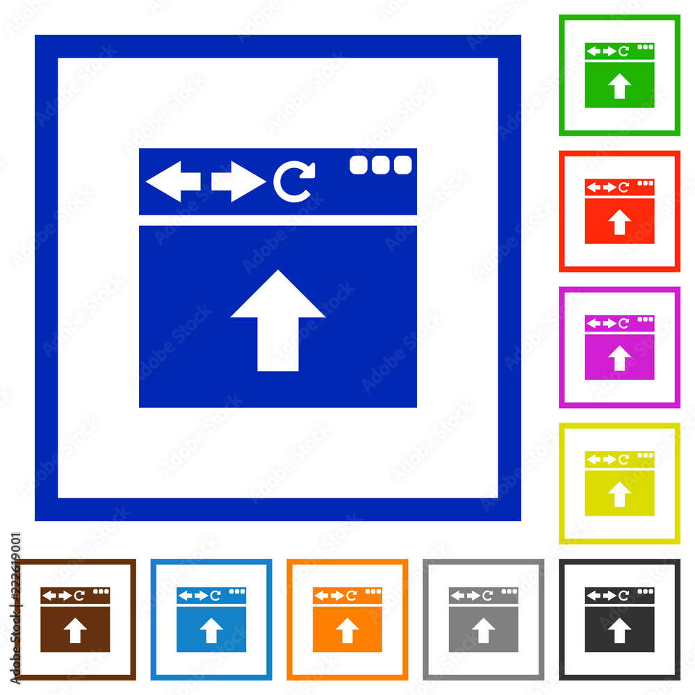 Poster browser scroll up flat framed icons