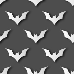 Seamless Halloween bat paper art pattern background. Orange color. for happy Halloween day decorating card and gift wrapping concept. Cute graphic design