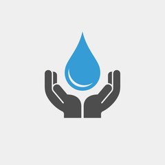 Drope flat vector icon. Water flat vector icon. Drop in the palms flat vector icon