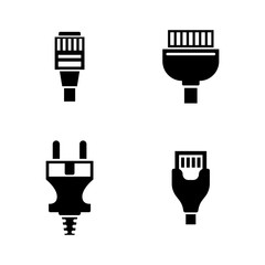 Cable Wire Computer Plug. Simple Related Vector Icons Set for Video, Mobile Apps, Web Sites, Print Projects and Your Design. Cable Wire Computer Plug icon Black Flat Illustration on White Background.